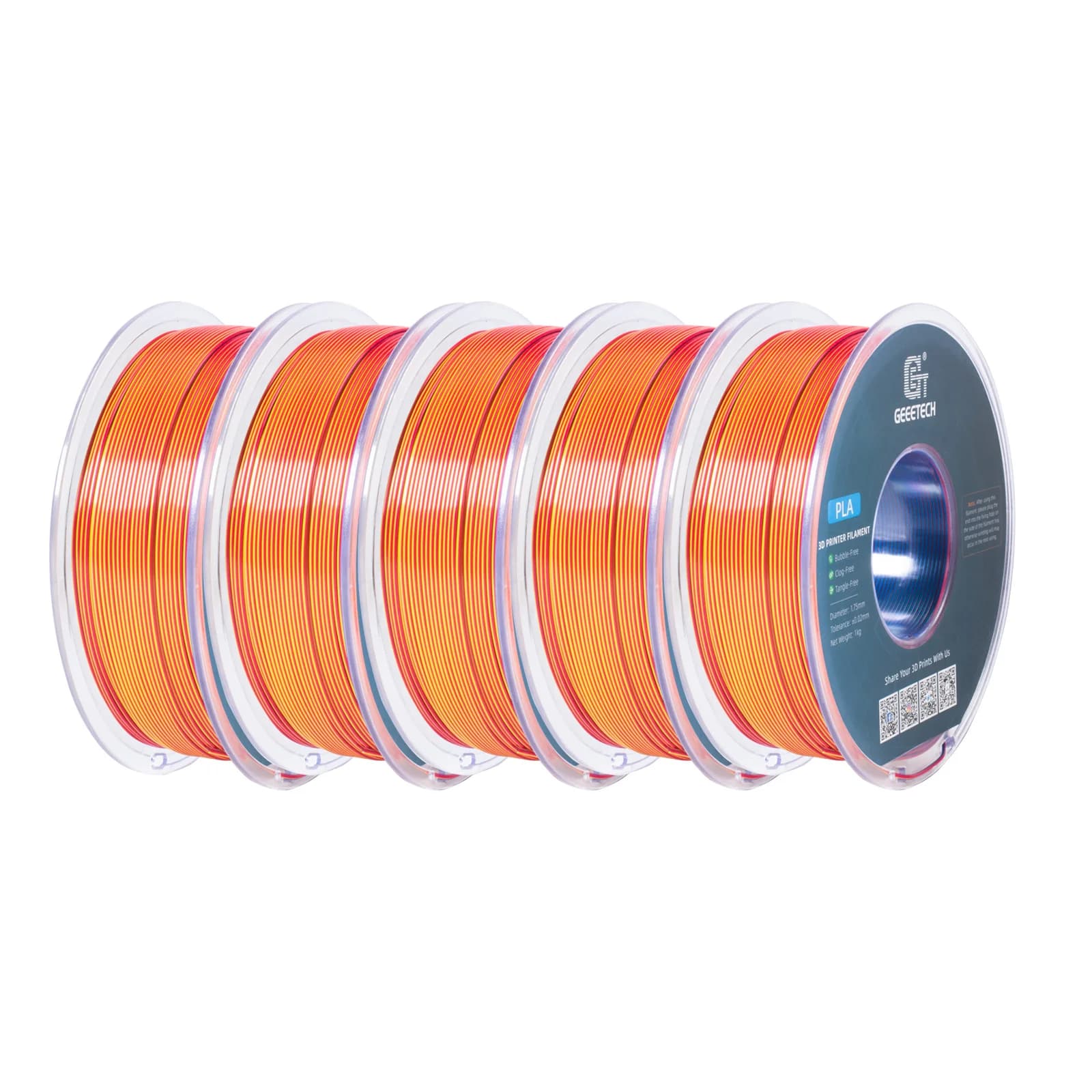 Filamento Geeetech 5KG BiColor Silk PLA 1.75mm Diametro Doppio Colore Confezionato Sottovuoto per Stampa 3D di Precisione