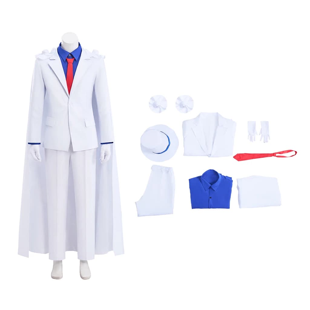Kaito Kuroba Cosplay Costume Adult Men Magic Suit Full Set White Jacket Pants Cape Hat Halloween Party Uniform Outfit
