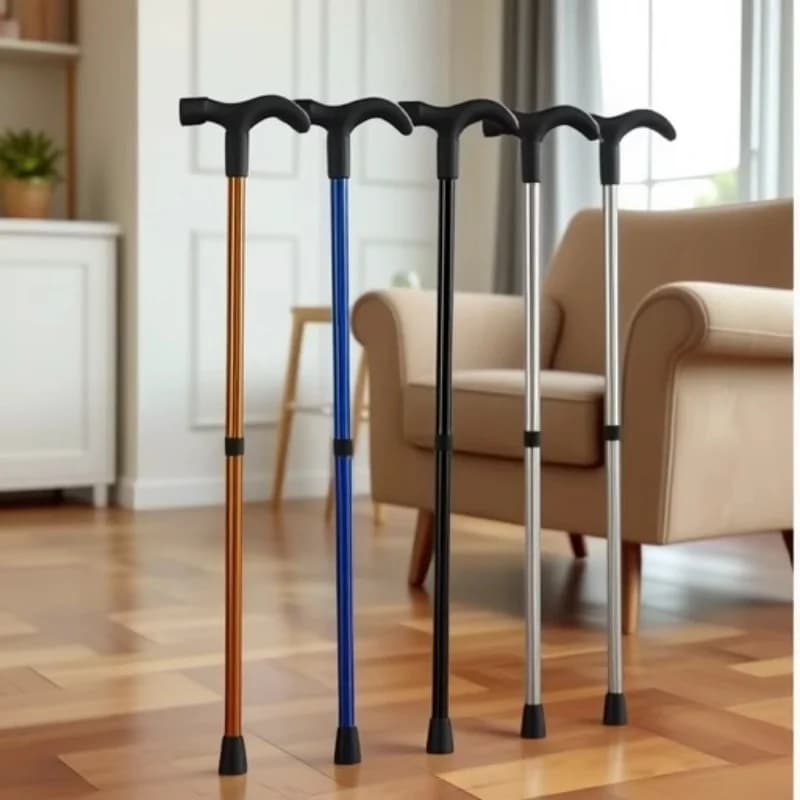 Adjustable Walking Stick in Aluminium Alloy 75-90cm, 2 Sections, Stable and Anti-slip, for Seniors, Height Adjustable