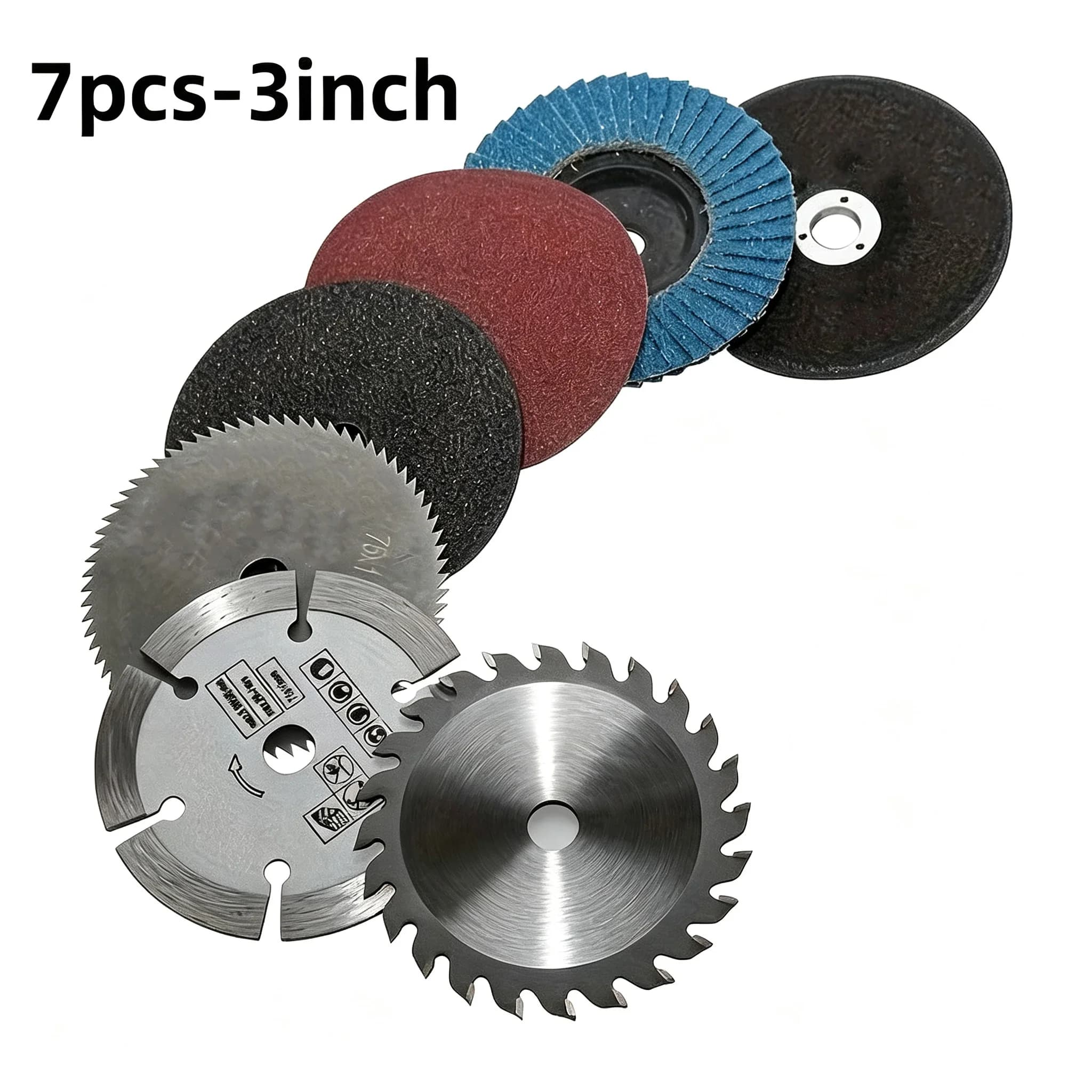 Set of 7 Circular cutting discs for Angle Grinding Machine, Lamellar Discs, Abrasive Discs, Diamond Blades