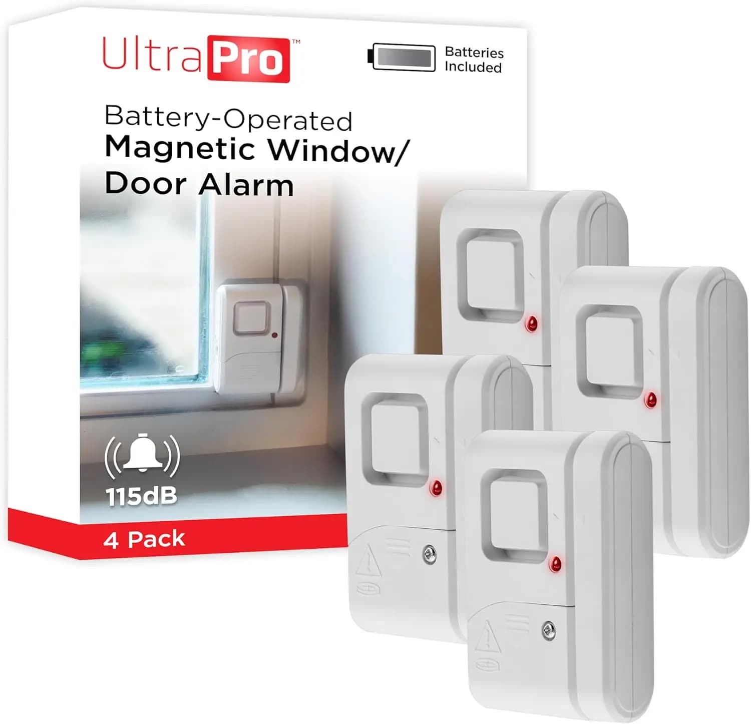 Allarme Wireless per Porte e Finestre, Set da 4 Pezzi, Sistema di Sicurezza Domestica Fai-da-Te con Facile Installazione per Appartamenti