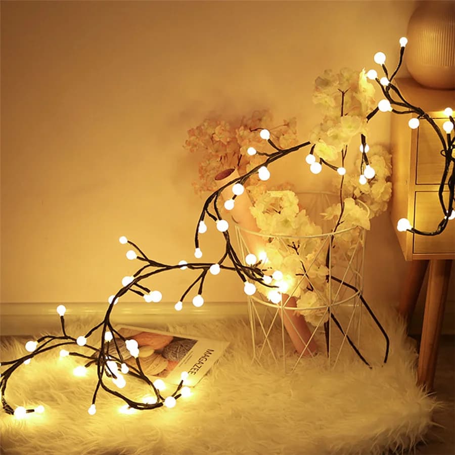 2.5M 72 LED Globe Ball String Lights Outdoor 8 Modes Christmas Fairy Lights Garland for Cafe Bar Party Wedding Home Decoration