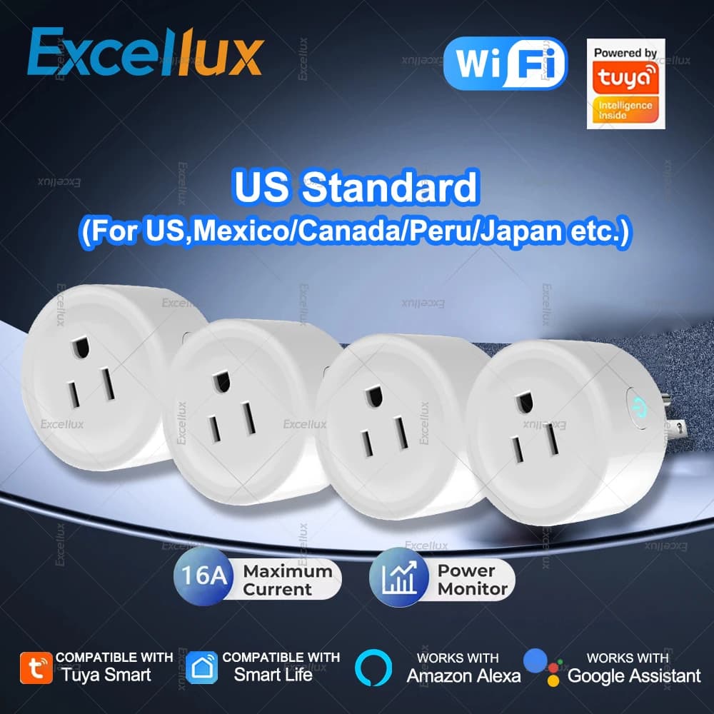 Smart WiFi socket Tuya 16A Standard wireless socket USA Canada Japan with power monitoring Appetizer socket Works with Alexa