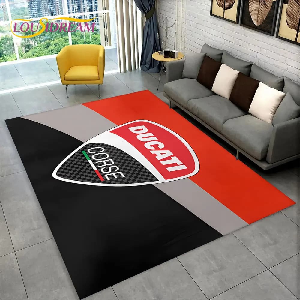 Tappeto grande con motivo 3D D-Ducati, tappeto per soggiorno, camera da letto, divano, zerbino, decorazione per la cucina, tappetino antiscivolo per gioco per bambini