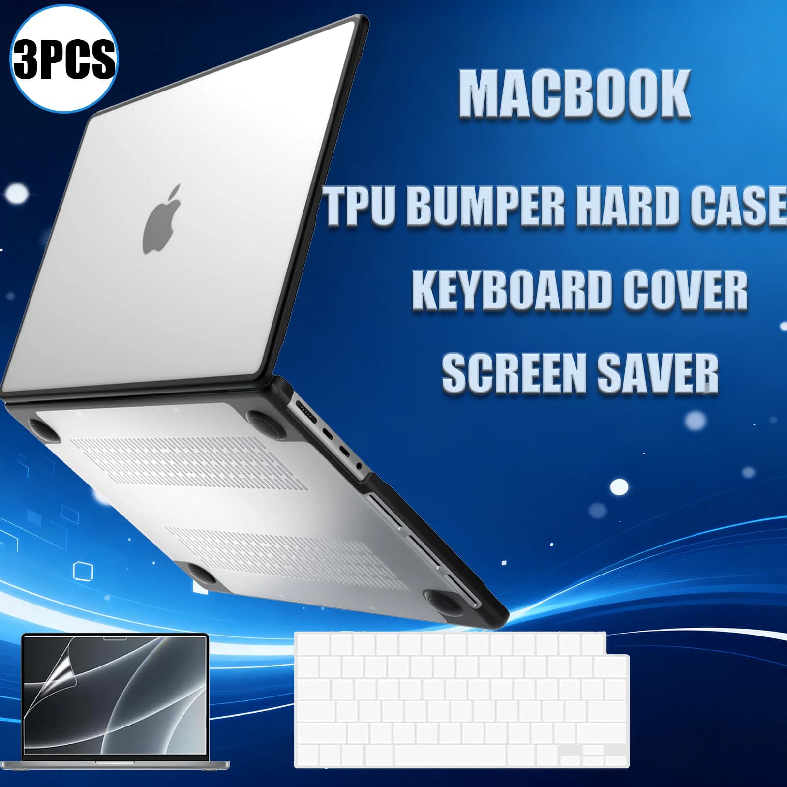 Custodia in TPU anti-screpolature compatibile con MacBook Pro da 14 pollici M4 M3 M2 M1 Pro/Max, custodia paraurti in TPU per MacBook Air 13.6''
