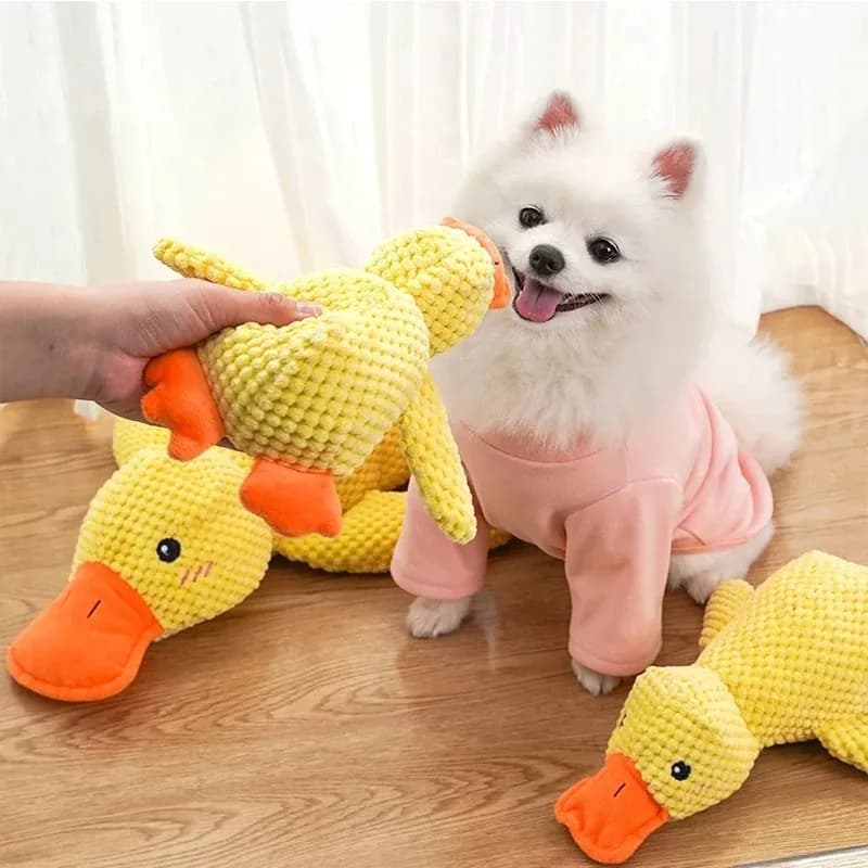 Nuovo Giocattolo per Cani 2026 in Stock, Simpatico Peluche Kawaii a Forma di Anatra, Compagno per il Sonno, Resistente ai Morsi, Giocattolo Sonoro per la Pulizia dei Denti e il Sollievo dal Dolore