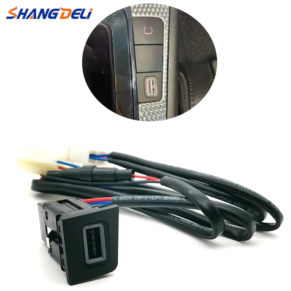 Single phone charger for car with red LED light QC3.0 USB charging socket interface for Volkswagen CC 2011- 2012