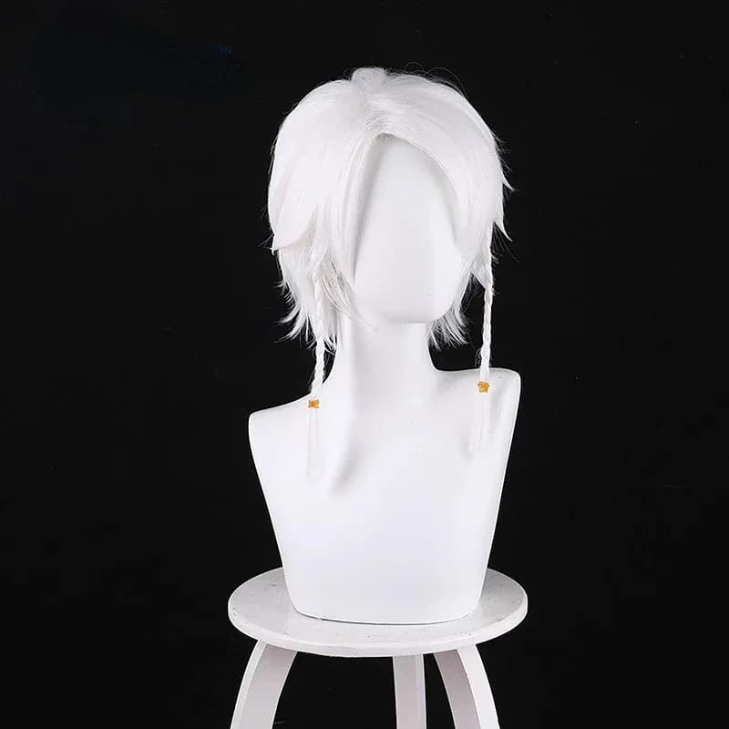 Parrucca cosplay Eli Clark Identity V Capelli sintetici resistenti al calore intrecciati bianchi Gioco di ruolo Festa di carnevale di Halloween