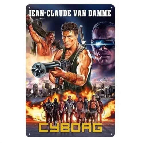 n1, Poster in metallo del film Cyborg di Jean-Claude Van Damme, 20x30 cm, Targa in metallo 20x30 cm