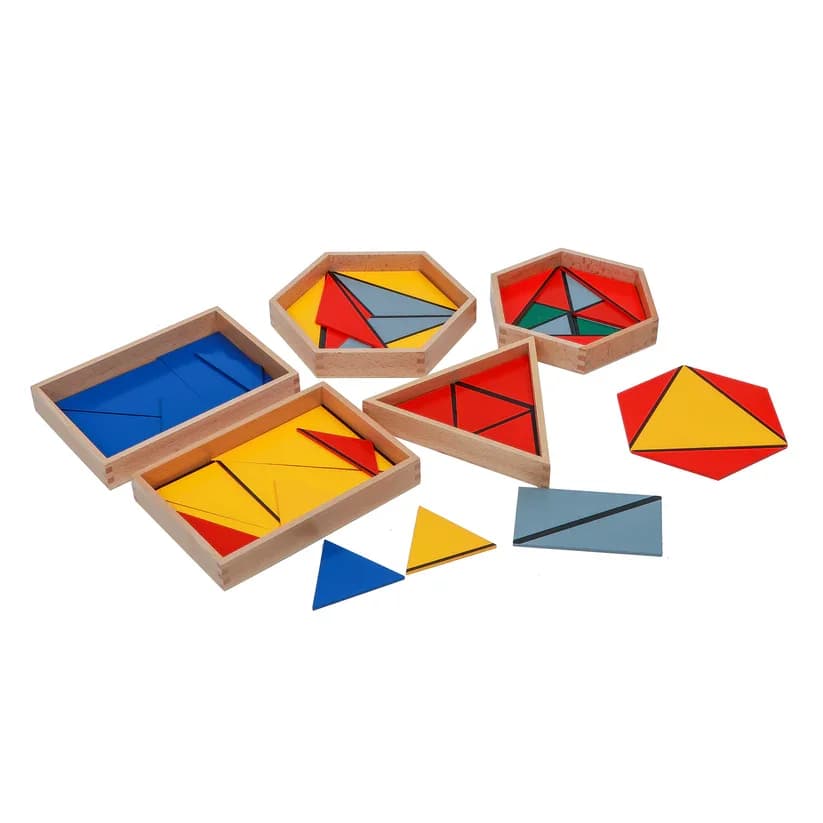 Set di triangoli costruttivi ADENA Montessori con 5 scatole portaoggetti Set di blocchi educativi per bambini