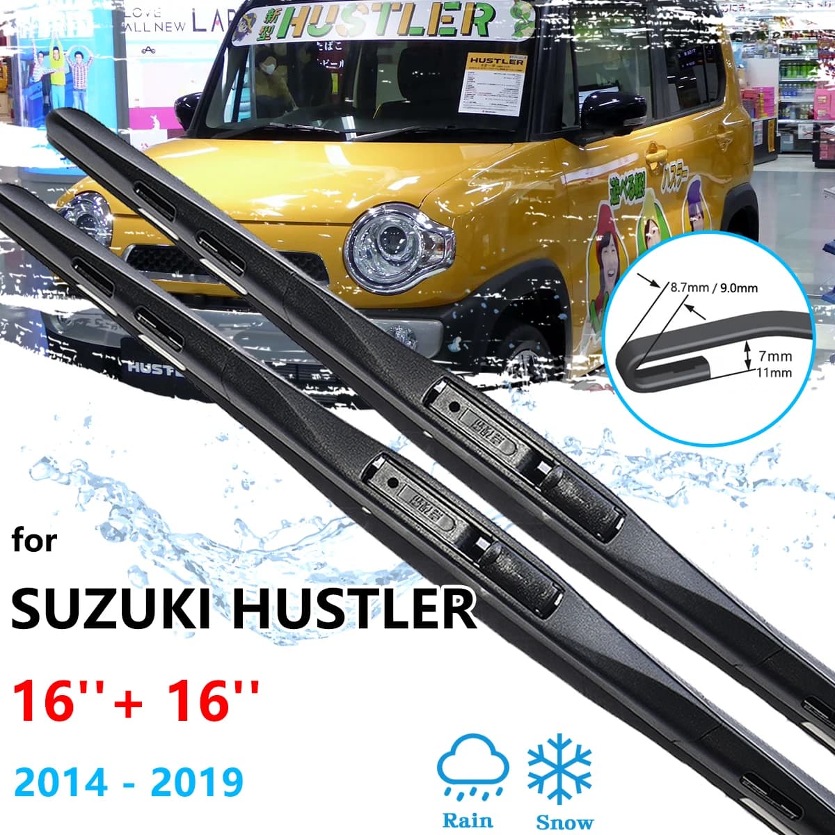 Per Suzuki Hustler MR31S MR41S 2014 ~ 2019 Senza Telaio Spazzole Tergicristallo Anteriori Finestra Parabrezza Spazzole Pulizia U J Gancio