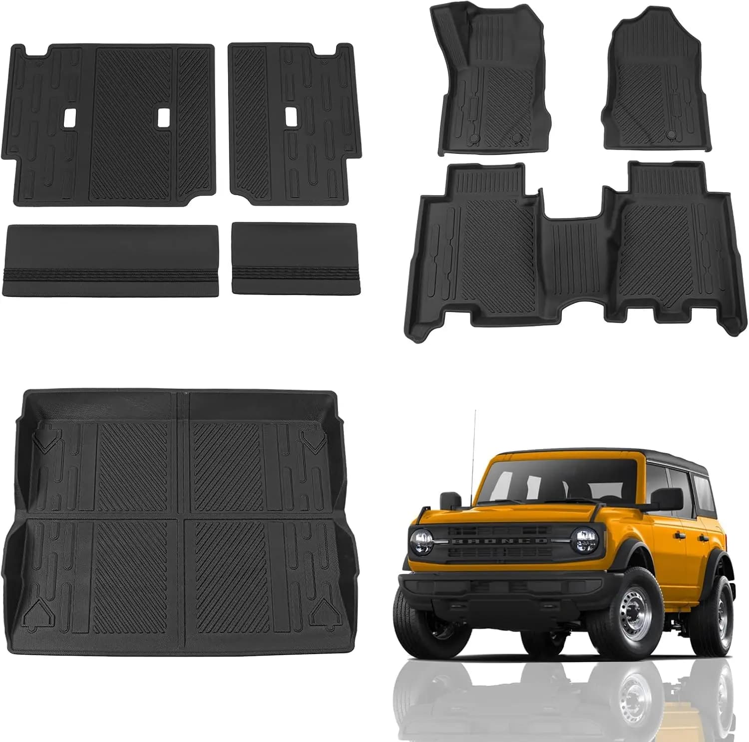 Tappetini per Bagagliaio in TPE per Ford Bronco 4 Porte 2021-2026, Set Tappetini per Vano di Carico