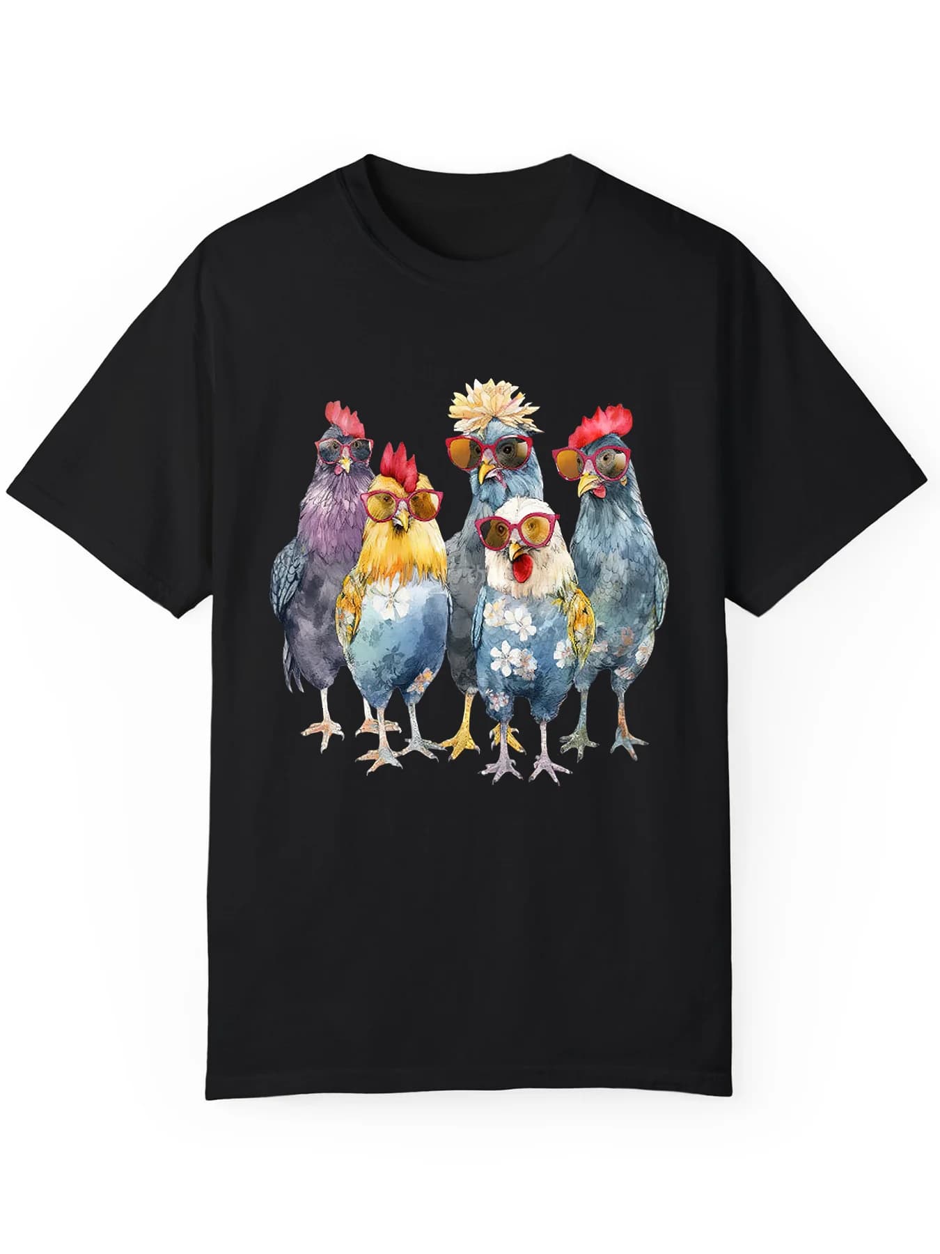 T-shirt estiva da uomo in cotone con tessuto lavorato a maglia - Top girocollo casual con stampa di pollo dell'alfabeto, manica corta