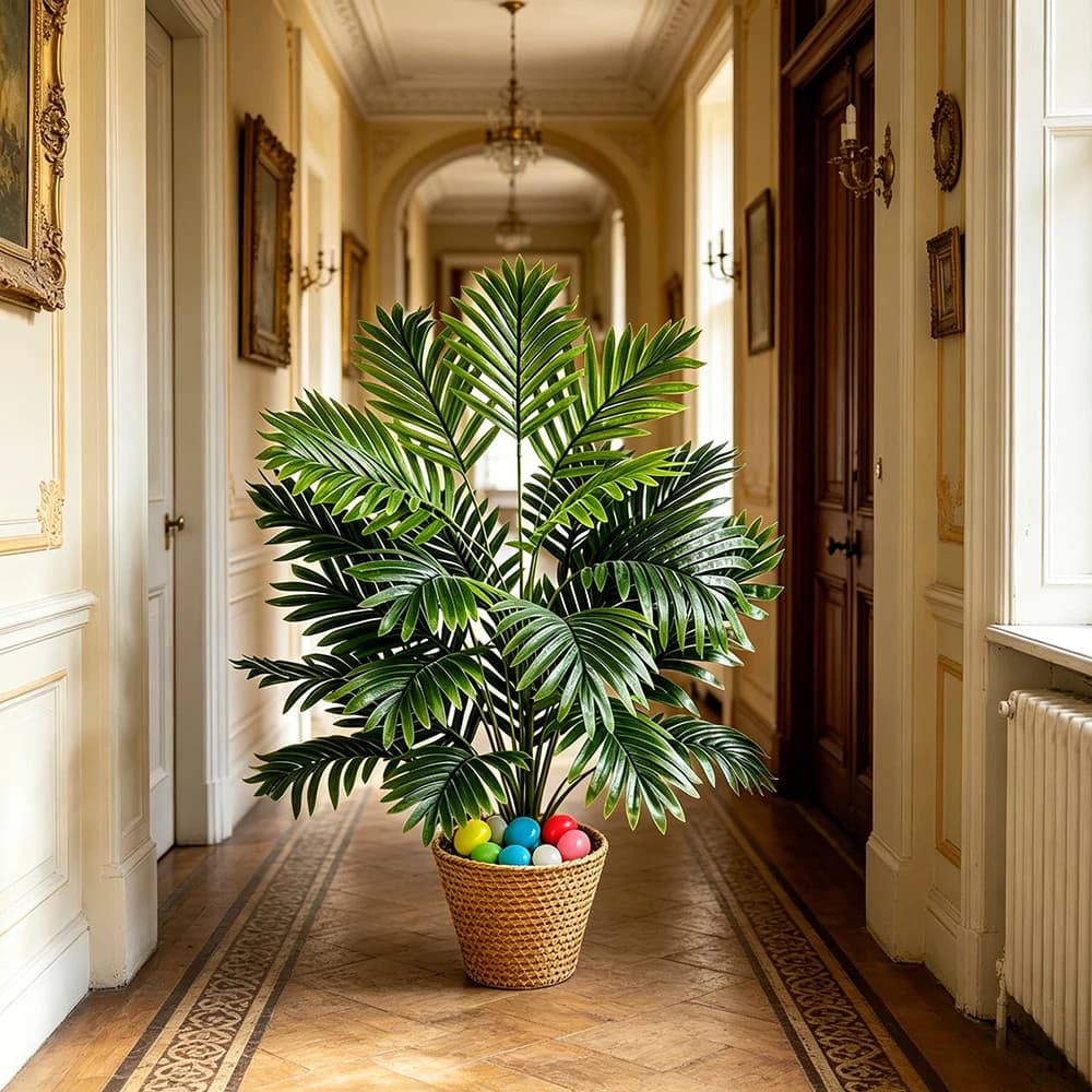 5pc/sets NEW DIY Large Artificial Palm Tree with Pot Luminous Stones Grass 24Leaves Fake Plants Plastic Monstera Faux Tree 2026