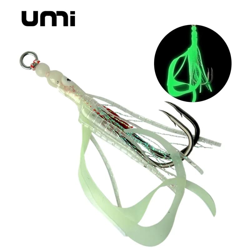 Umi 3 pcs New Love Fishing Iron Plate Calamari String Hooks Lightweight 2.6-4.6g Length 82mm For Fish Spigola Hairtail Culter Albur
