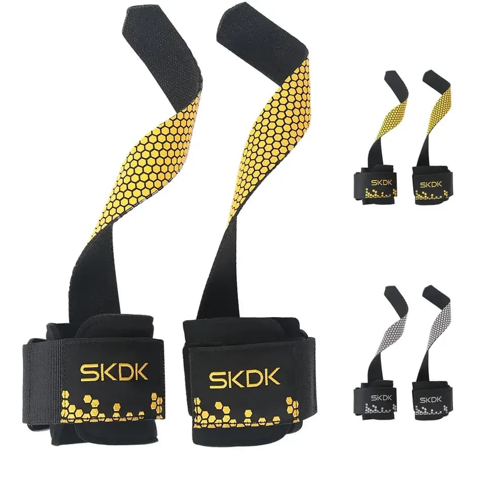 2×Fitness Lifting Grips Wrist Support Strap Silicone Grip Pad Anti Slip Weightlifting Deadlift Pull Up Gym Gloves Palm Protector