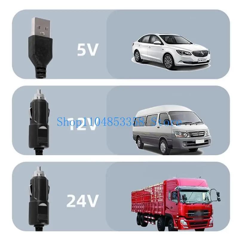 Ventilatore per auto USB 5V 12V 24V 652F con interruttore indipendente per auto, ufficio, cucina, casa