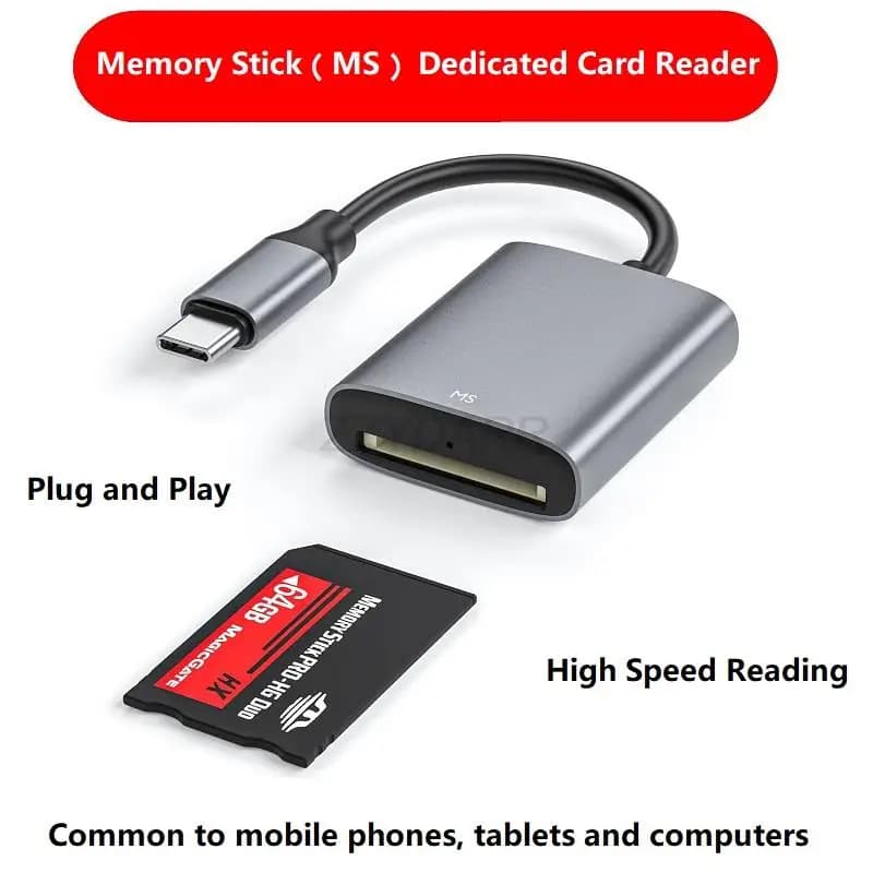 Lettore di schede Memory Stick Lettore di schede da USB C a MS per iPhone Adattatore MS PRO/MS DUO compatibile con iPhone 15/MacBook Pro/Air 2023