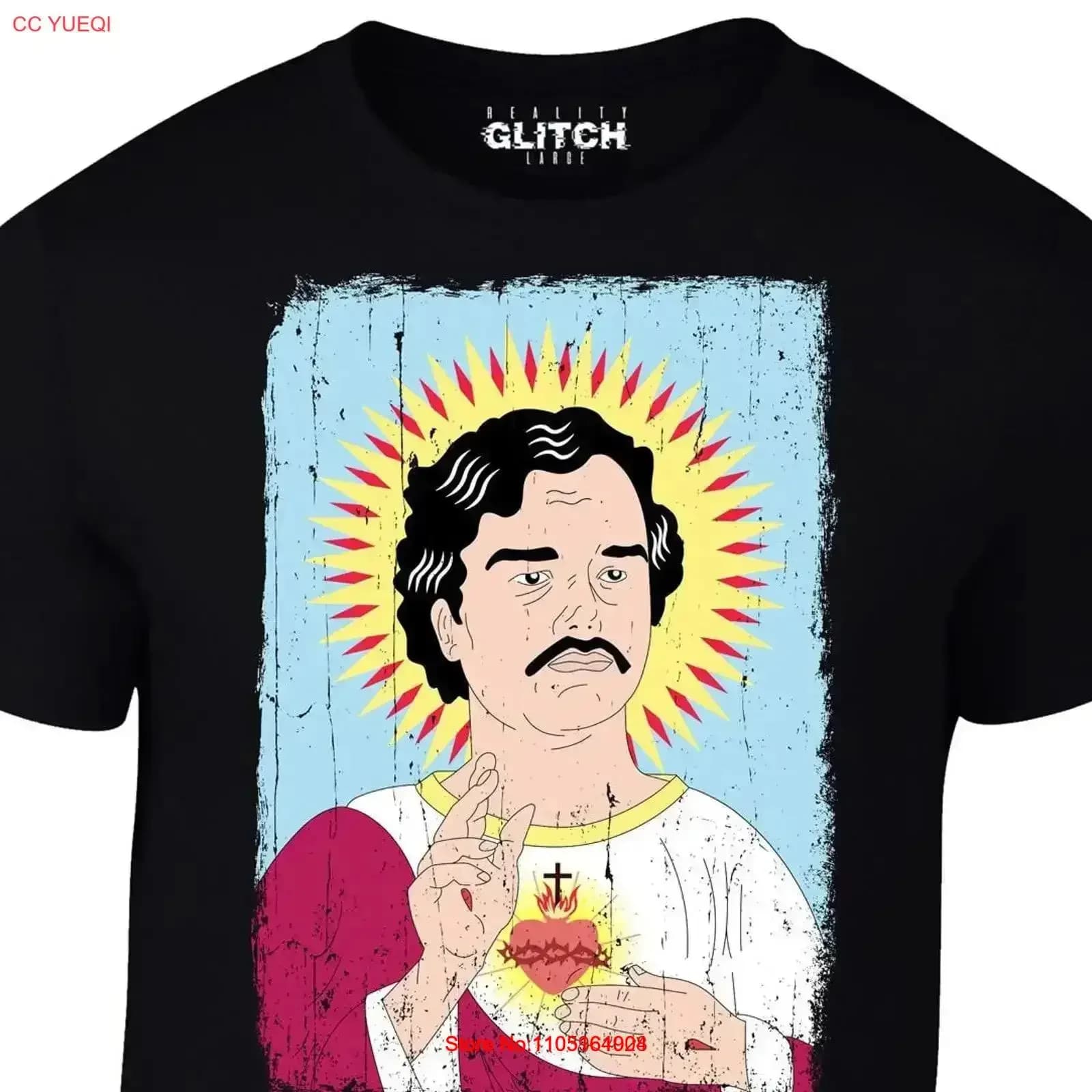 Reality Glitch Maglietta da uomo Pablo Christo Divertente Escobar Ispirato Satirico Cultura pop vintage Grafica lavata streetwear homme