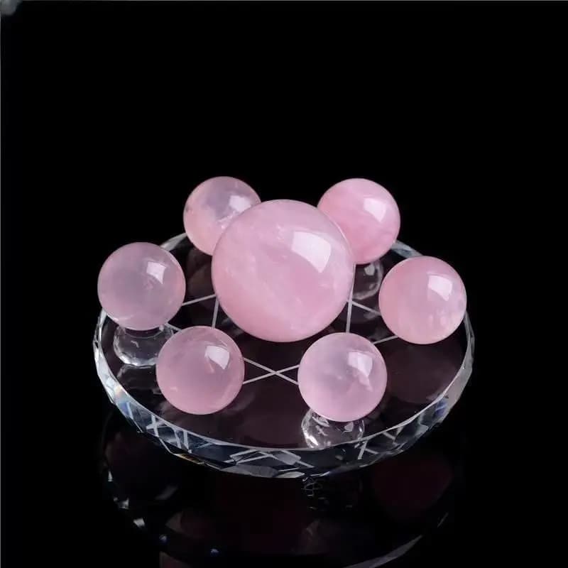 Sfera di Quarzo Rosa Naturale Gruppo Sette Stelle Cristallo Rosa per Terapia di Guarigione dei Chakra
