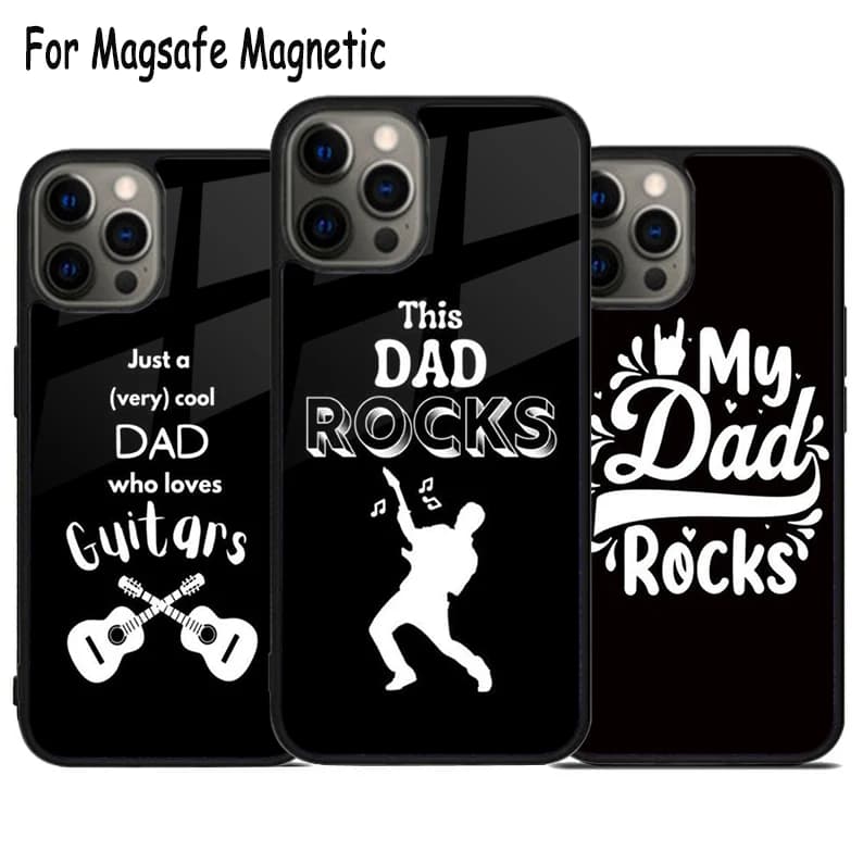 Cover per telefono My Dad Rock con ricarica wireless per iPhone 17 Air 15 16 16e 14 13 11 12 Pro Max Plus, cover magnetica Magsafe con paraurti