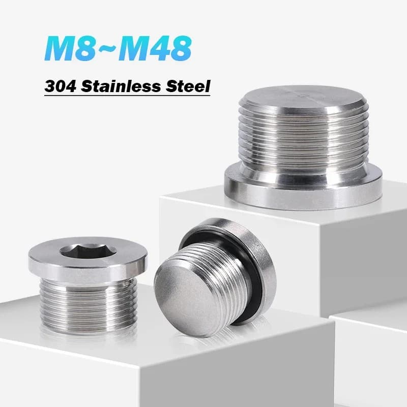 1 pz 304 In Acciaio Inox M8/10/12/14/16/18/20/22/24/27 ~ 48 Lnner Sei Angoli Con Flangia Tappo Olio Maschio Filettato anello Tappo di Tenuta