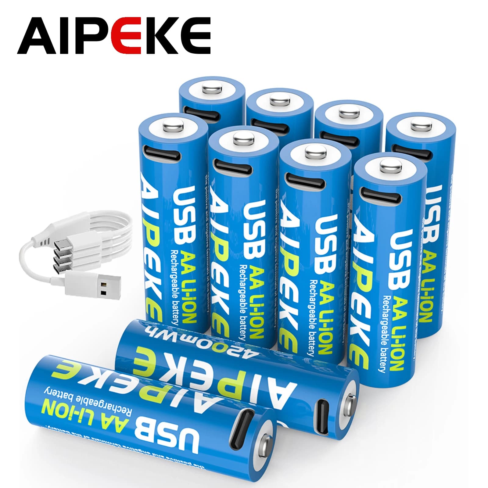 Batterie ricaricabili USB AA AIPEKE Batteria al litio da 1,5 V 4200 mWh per telecomando del mouse della macchina da gioco per auto giocattolo
