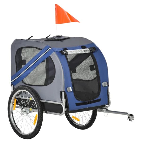 Rimorchio per Bicicletta per Cani, Carrello per Animali Domestici, Carrozzina per Bici, Trasportino da Viaggio con 3 Ingressi, Grande