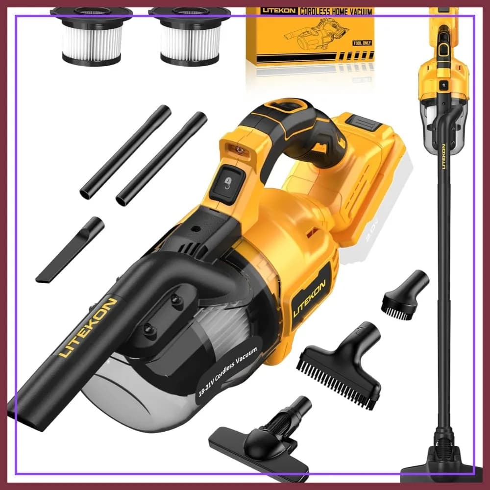 Aspirapolvere Senza Fili 125AW, Aspirapolvere Portatile a Bastone per Batteria 20V Max, Leggero per Tappeti, Pavimenti e Auto