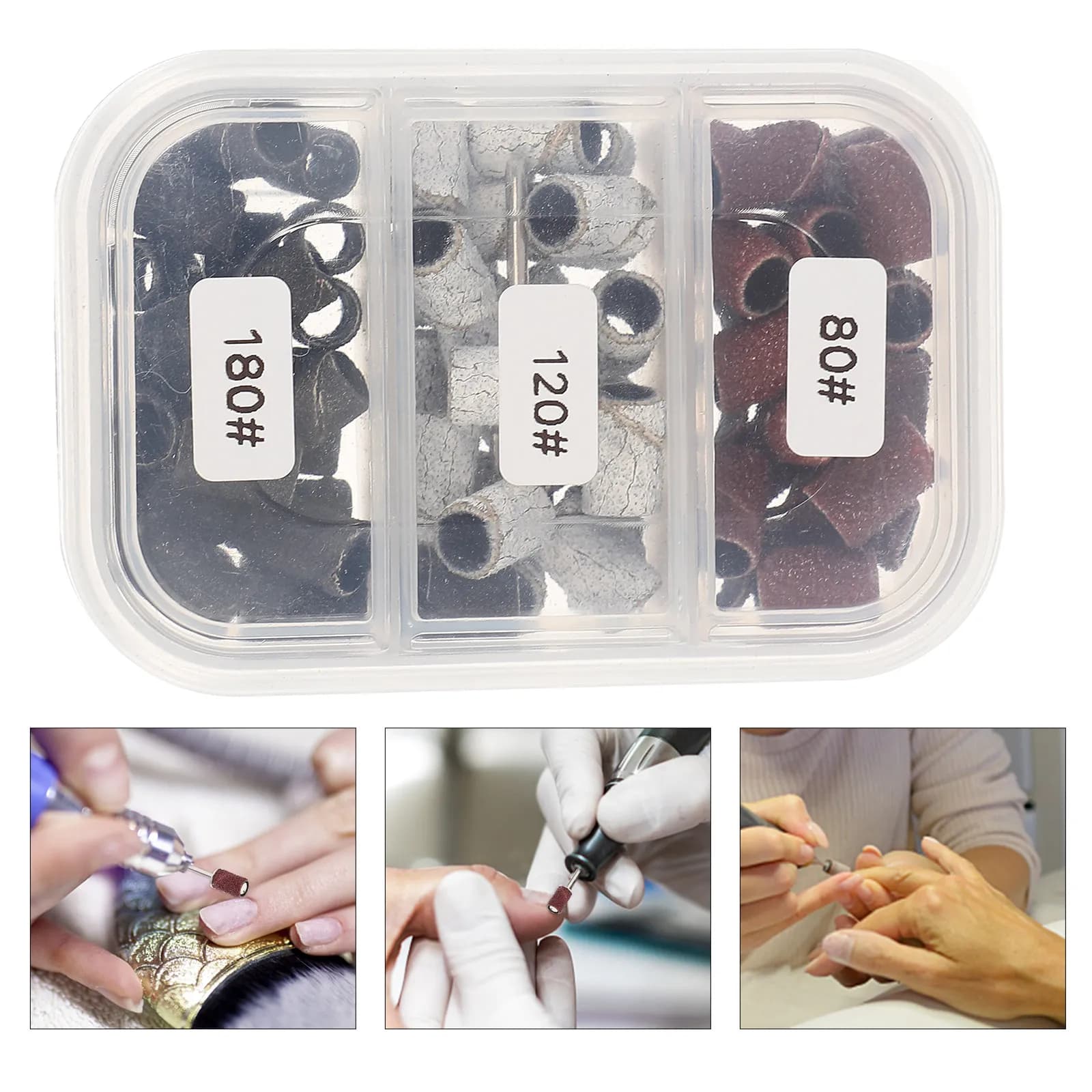 75 Pieces of Nail Polishing Heads, Abrasive Rings for Manicure, Long-Term Abrasive Bands for Nail Art, Professional and Domestic Use, Easy to Use
