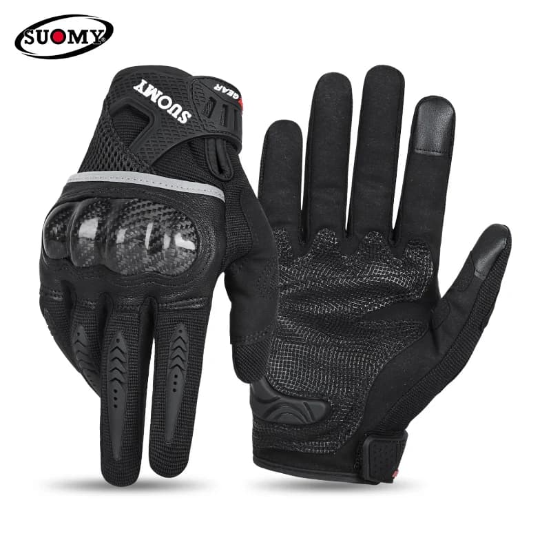 SUOMY Summer Motorbike Gloves Men Women Carbon Fiber Protective Shell Touch Screen Anti-slip Anti-Fall Motorcycle Gloves