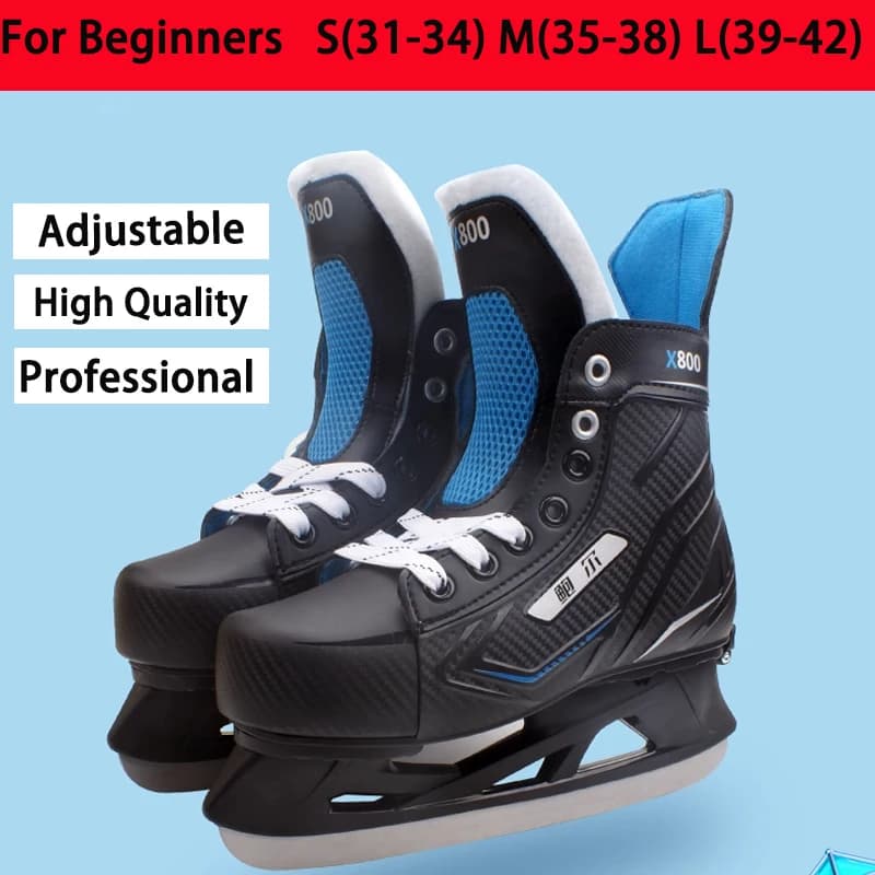 Pattini di figura per pattinaggio su ghiaccio regolabili Scarpe per bambini adulti Pattini a rotelle invernali Pattini per pattinaggio di figura termici Scarpe Principianti