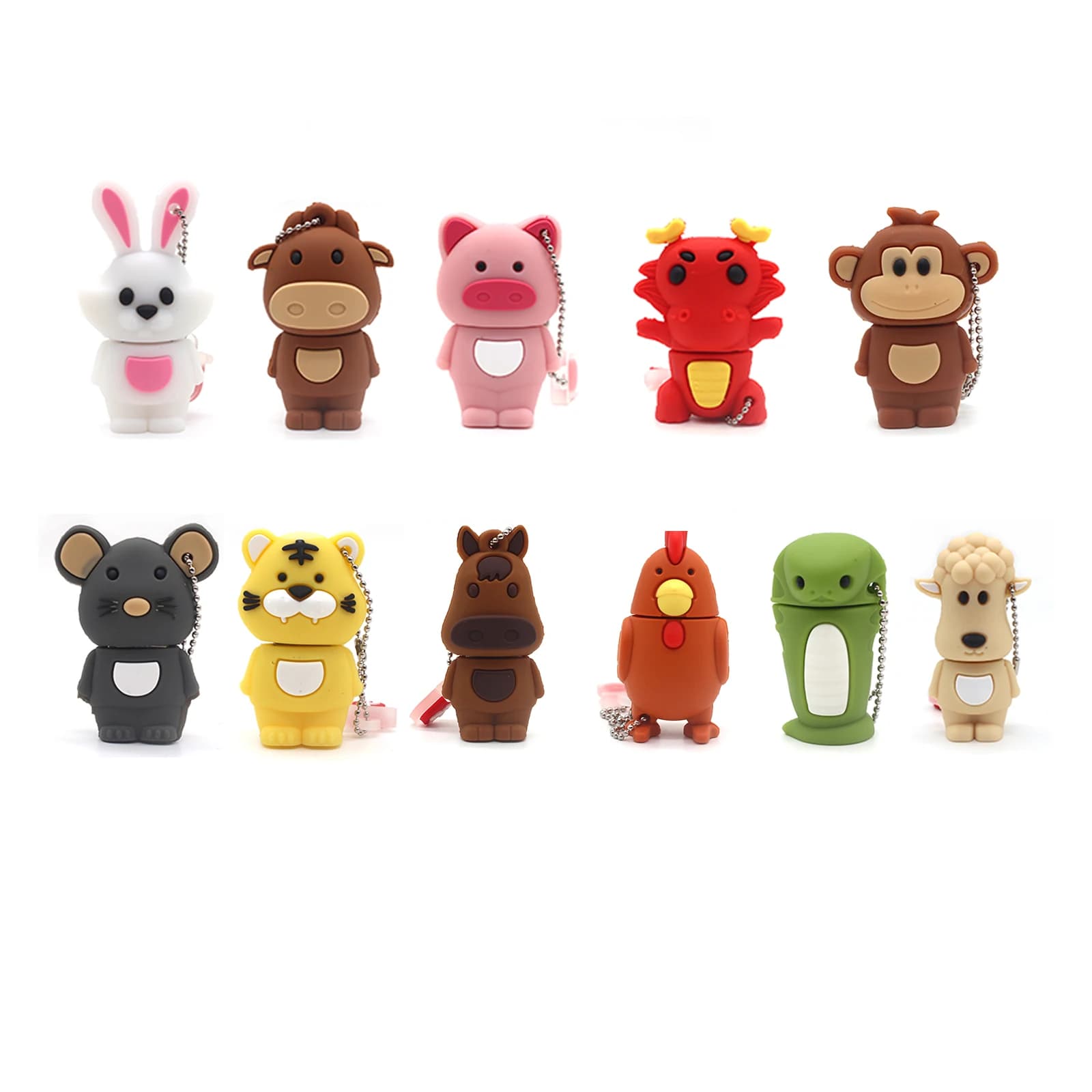 Monkey Pen Drive Tiger Cute Pendrive Sheep Chiavetta USB Drago Coniglio Chiavetta USB Cavallo Serpente Pollo U Disco 8/16/32/64GB Regalo