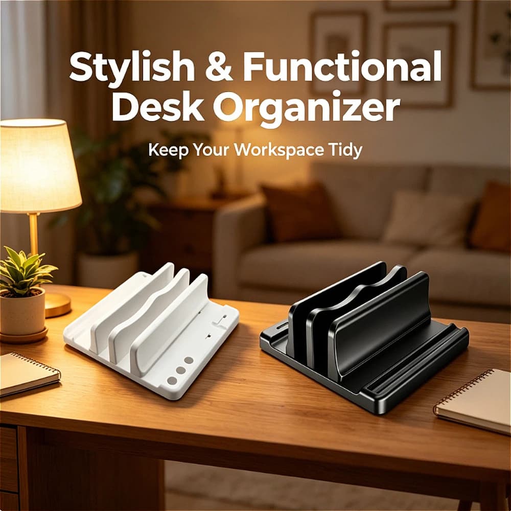 Supporto Verticale Multi-Slot per Laptop e Tablet, Porta Notebook Verticale da Scrivania