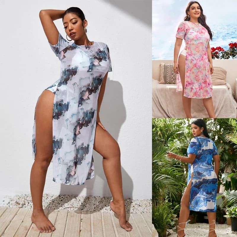 Nuovo Costume da Bagno da Donna Sexy Taglie Forti con Stampa, Protezione Solare, Modello Pullover, per Feste Estive Eleganti e Casual Y2K 2025/2026