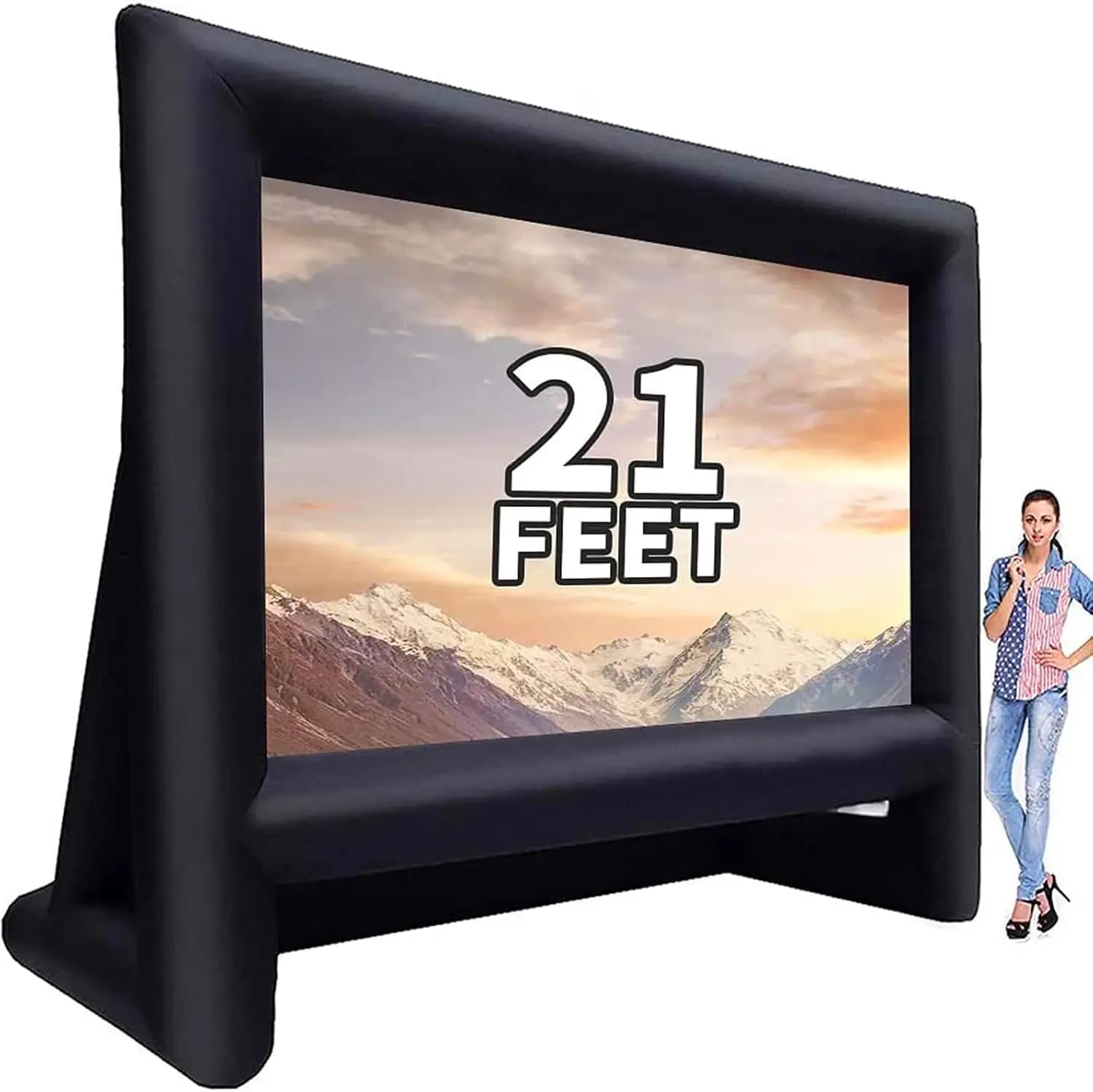 21FT Inflatable Projector Screen - Outdoor Movie Screen Blow Up for Movie Parties Backyard Outside with Air Blower and Carry Bag