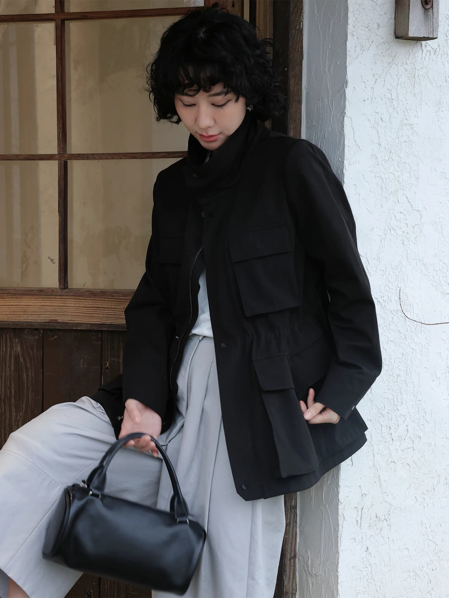 TT Melbourne Midnight Cotton Workwear Style Waist-Cinching Jacket Spring Stand Collar Ladies Outerwear Coat
