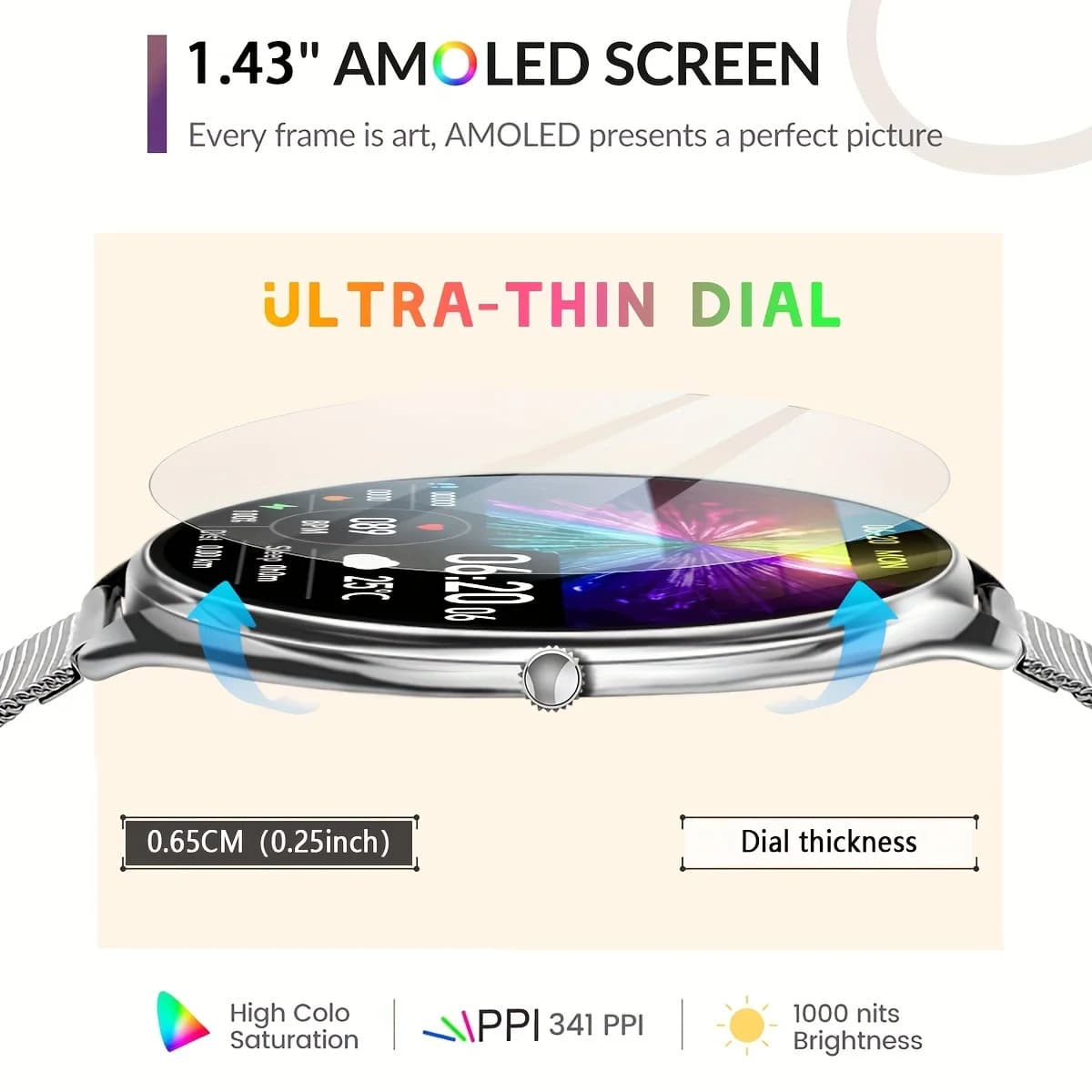 Original for Women Ultra Thin SmartWatch 1.43 "AMOLED Display HD 466*466 Always Show Time Reminder Calls Man Smartwatch Gift New