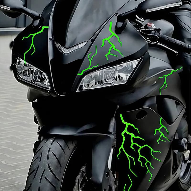 1Set Cool Lightning Crack Motorcycle Stickers Waterproof for DIY Motorbike Fuel Tank Wheel Fairing Helmet Modified Vinyl Decals