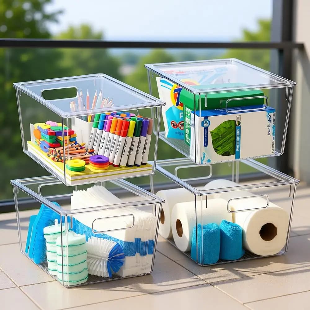 Contenitori di Plastica con Coperchi Extra Large - Perfetti Organizzatori per Cucina, Scrivania e Dispensa