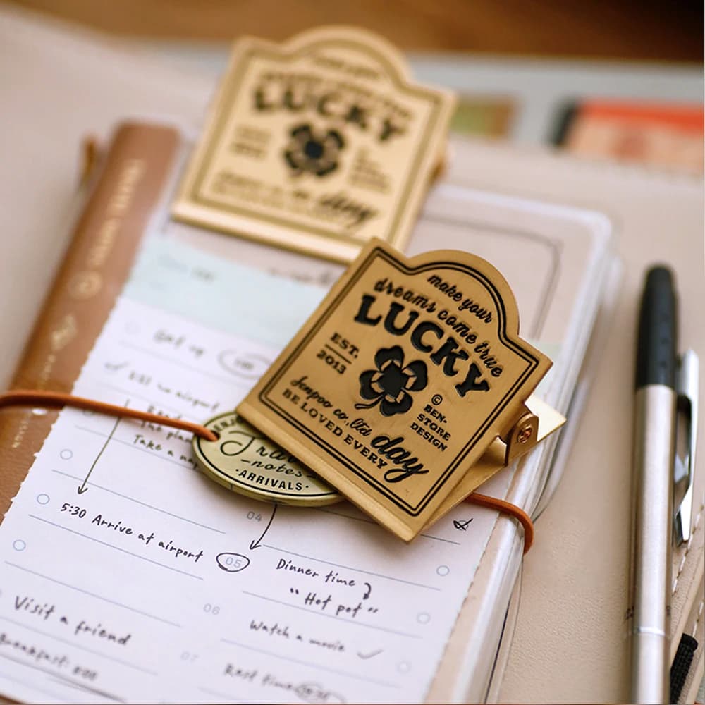 Fromthenon Clip per segnalibri in ottone vintage in metallo Clip per biglietti in metallo Planner per notebook da viaggio Accessori per cancelleria per ufficio