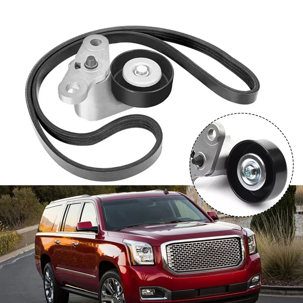 Black Serpentine Strap Kit for Auto Maintenance 90K-38159, Metal and Plastic Pulleys for Chevrolet