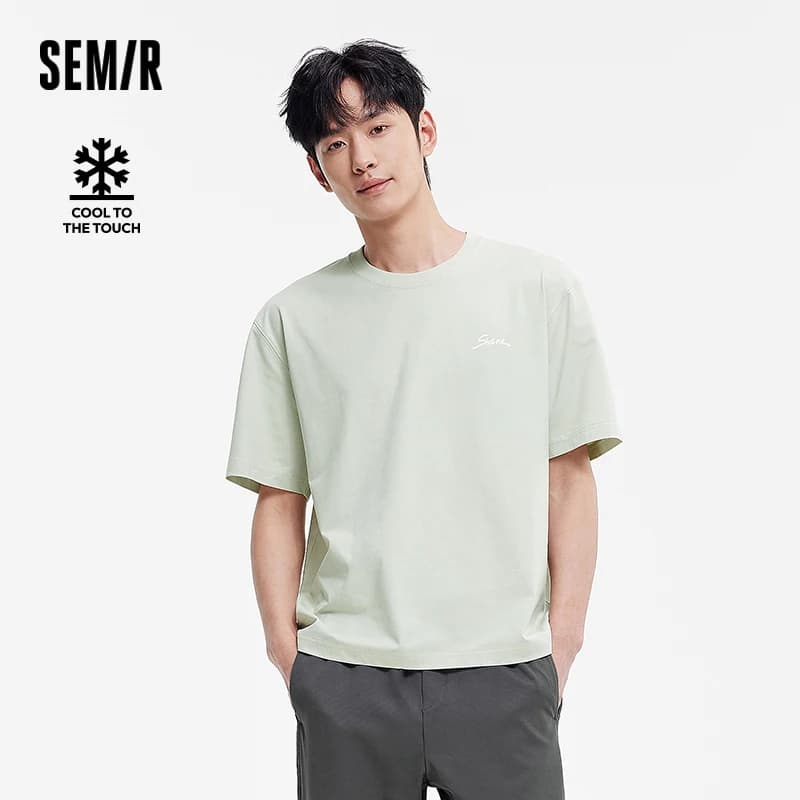 Semir T-shirt a maniche corte da uomo 2025 Nuova estate Color Block Letter Print Girocollo Strato base Cool Feeling Abbigliamento casual