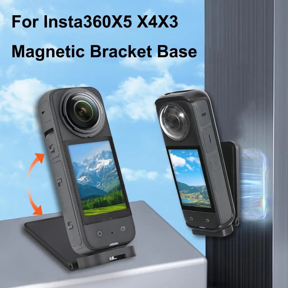Magnetic Back Panel Bracket For Insta360 X5 X4 X3 Action Camera Desktop Stand With 1/4 Screw Multifunction Foldable Bracket Base