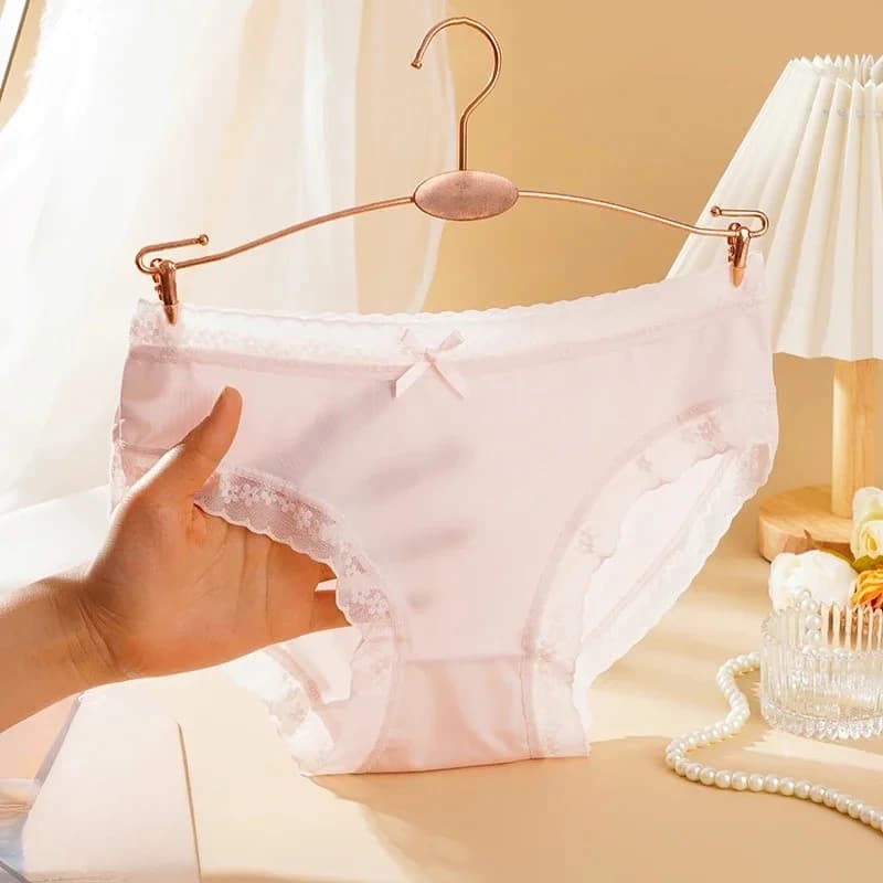 Ice Silk Lace Panties Seamless Soild Underwear for Women Sexy Ultra-thin Breathable Briefs Seamless Solid Color Underpants
