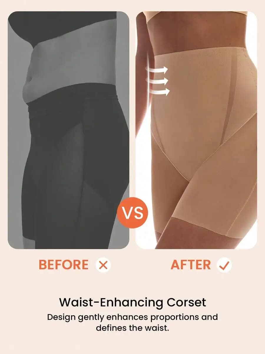 Pantaloncini Modellanti a Vita Alta con Controllo Pancia, Traspiranti, Effetto Nude, Lisciante e Modellante per la Vita