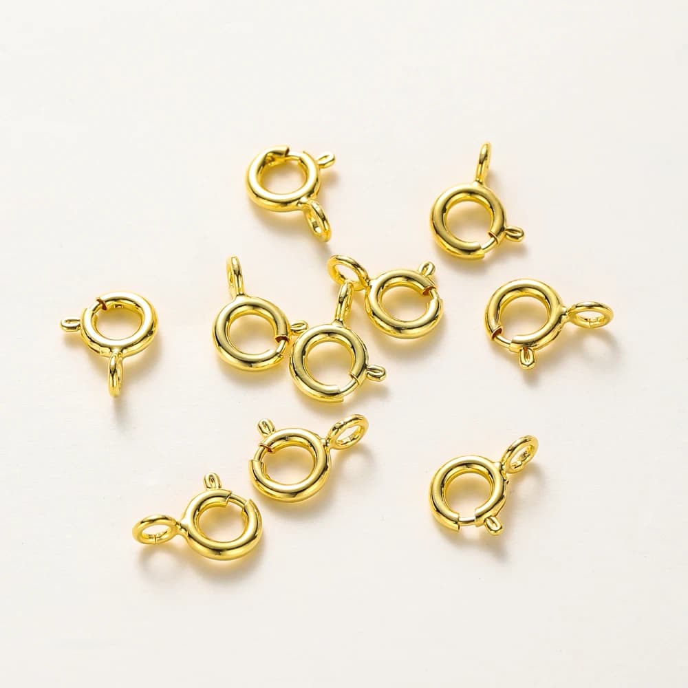 10 pz/14 K 18 K Oro Rotondo Chiusura A Molla Con Anello di Salto Aperto Collegare Chiusura Per Gioielli FAI DA TE Collana Catena Che Fanno Accessori