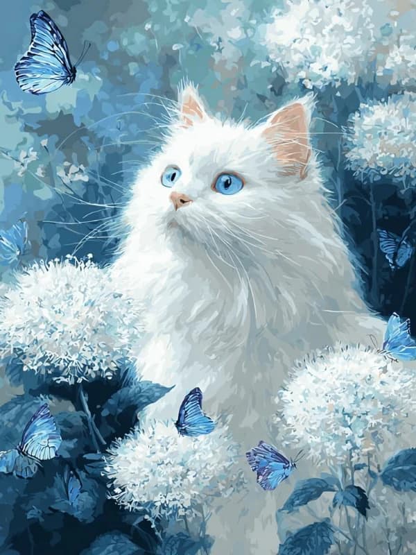 Gatto bianco pittura diamante punto croce ricamo 5D fai da te arte trapano completo mosaico arredamento della stanza pixel hobby regalo hobby per adulti