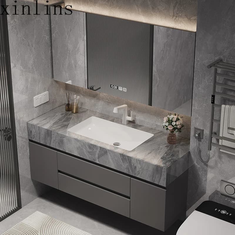Armadi da bagno in ceramica di lusso WC intelligente Armadi da bagno vintage Vanity Specchio portaoggetti Mobili Bagno mobili