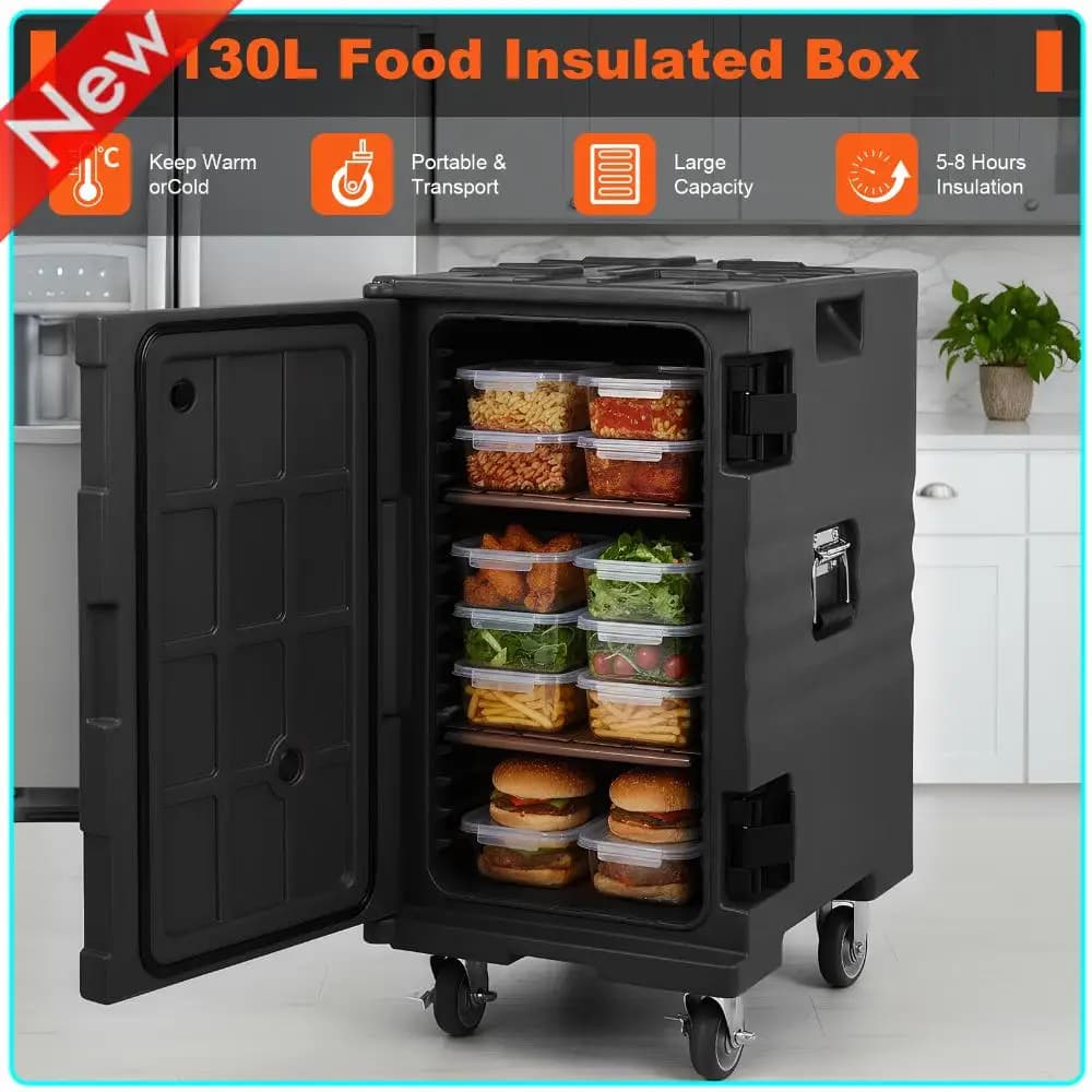 Contenitore Termico per Alimenti da 118QT con Apertura Frontale e Ruote, con Maniglie per Catering e Trasporto